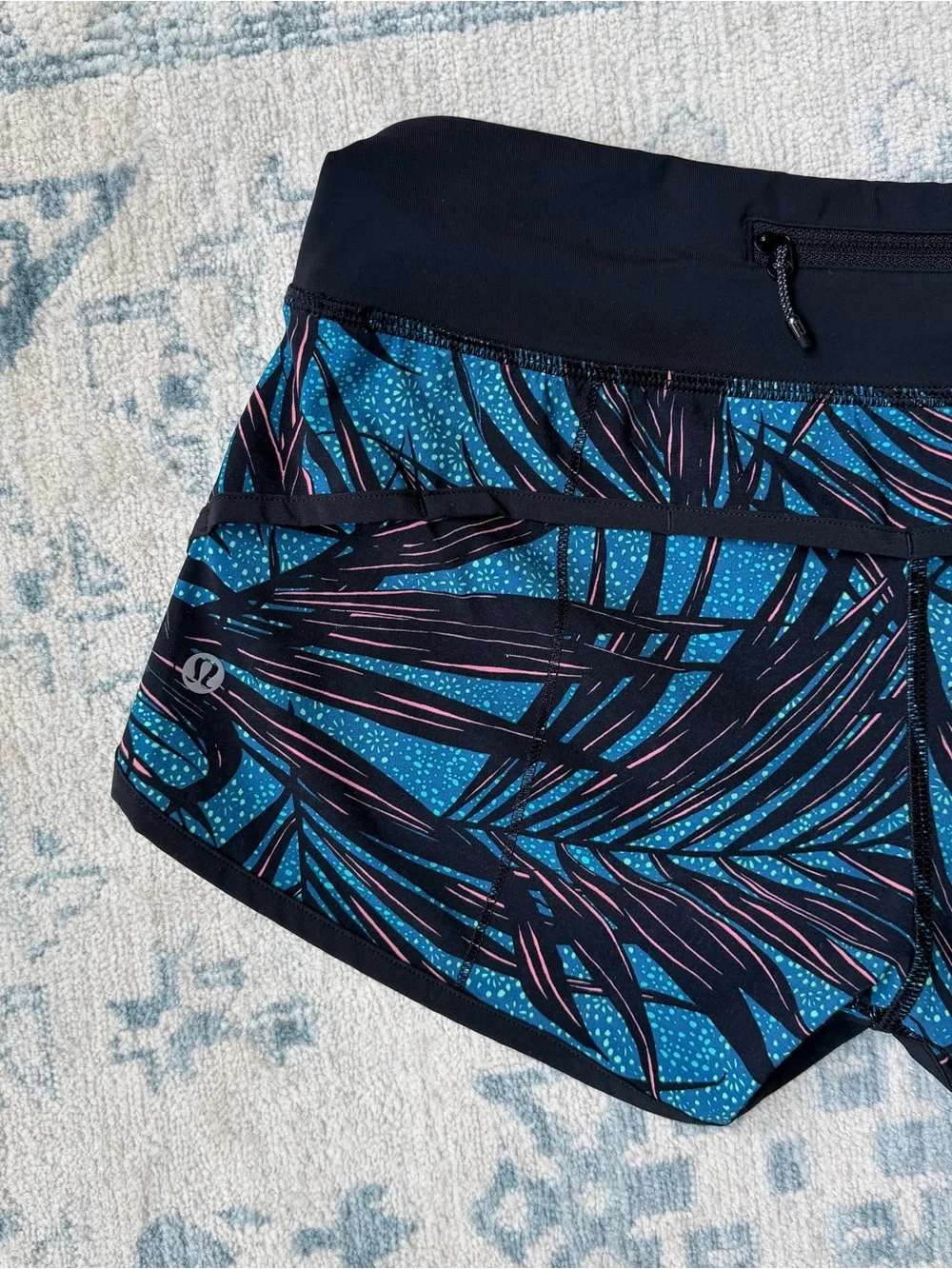 Lululemon Blue Tropical Print Running Shorts